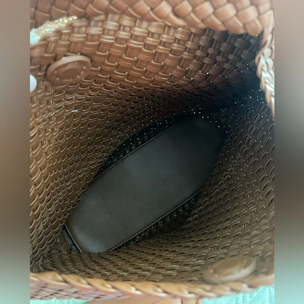 **NEW** Brown Vegan Leather Woven Tote